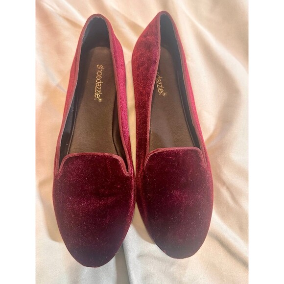 Shoedazzle 8.5 Burgundy Velvet slip on Flats - Picture 4 of 7